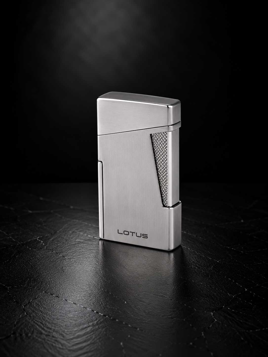 Apollo - Lotus Dual Flame Lighter with Punch - Black & Polished Chrome