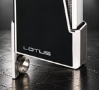 Lotus Apollo Dual Flame Lighter with Punch - Black & Polished Chrome